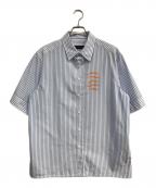 LOUIS VUITTONルイ ヴィトン）の古着「エンブロイダリーストライプ半袖シャツ」｜ブルー×ホワイト