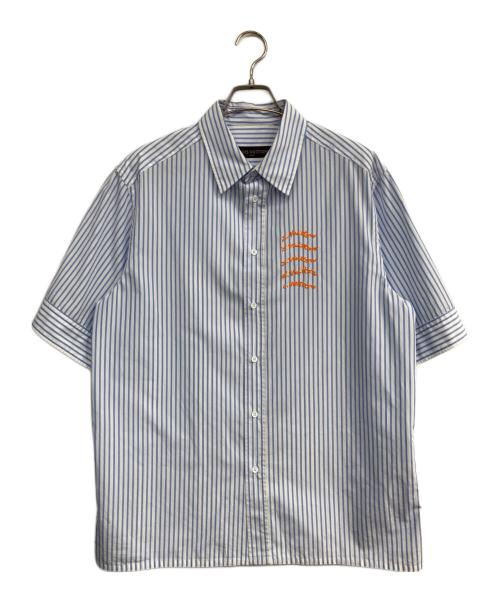 LOUIS VUITTON（ルイ ヴィトン）LOUIS VUITTON (ルイ ヴィトン) エンブロイダリーストライプ半袖シャツ ブルー×ホワイト サイズ:Ⅿの古着・服飾アイテム