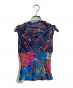 ISSEY MIYAKEイッセイミヤケ）の古着「総柄ノースリーブトップス　IM21JK067」｜ブルー×ピンク