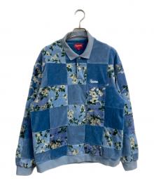 SUPREME（シュプリーム）の古着「Floral Patchwork Velour L/S POLO　21AW 」｜ブルー