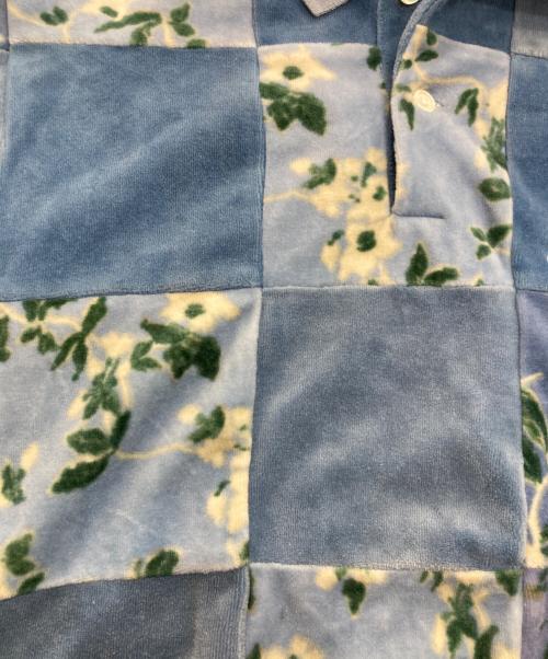 SUPREME（シュプリーム）Supreme (シュプリーム) Floral Patchwork Velour L/S POLO　21AW  ブルー サイズ:Mの古着・服飾アイテム