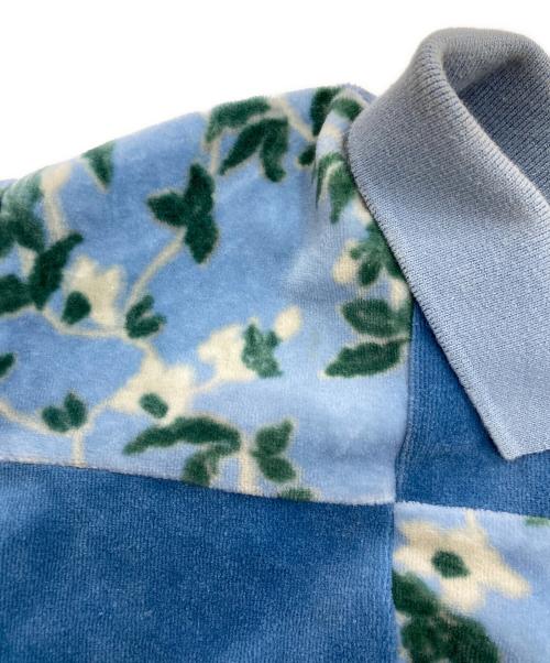 SUPREME（シュプリーム）Supreme (シュプリーム) Floral Patchwork Velour L/S POLO　21AW  ブルー サイズ:Mの古着・服飾アイテム