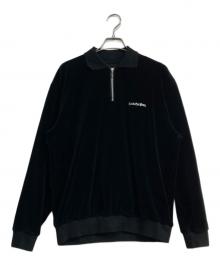 BlackEyePatch（ブラックアイパッチ）の古着「OE LOGO HALF ZIP VELOUR SHIRT」｜ブラック