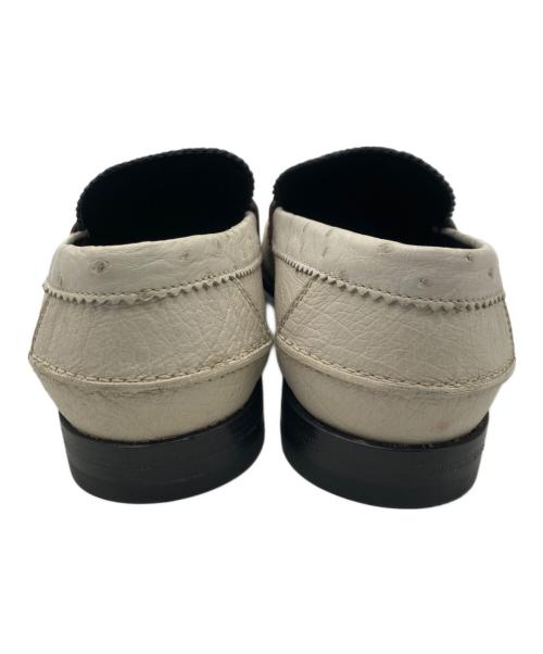 GUCCI（グッチ）GUCCI (グッチ) クロコ×オーストリッチ型押しホースビットローファー ホワイト×ブラック サイズ:6の古着・服飾アイテム