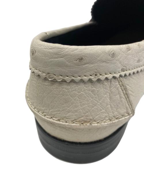 GUCCI（グッチ）GUCCI (グッチ) クロコ×オーストリッチ型押しホースビットローファー ホワイト×ブラック サイズ:6の古着・服飾アイテム