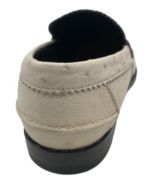 GUCCI（グッチ）GUCCI (グッチ) クロコ×オーストリッチ型押しホースビットローファー ホワイト×ブラック サイズ:6の古着・服飾アイテム