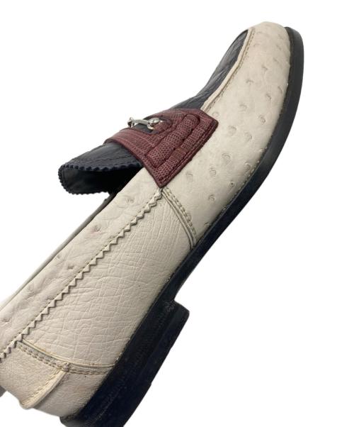 GUCCI（グッチ）GUCCI (グッチ) クロコ×オーストリッチ型押しホースビットローファー ホワイト×ブラック サイズ:6の古着・服飾アイテム