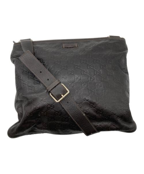 GUCCI（グッチ）GUCCI (グッチ) レザーショルダーバッグ ブラウンの古着・服飾アイテム