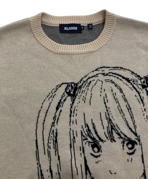 X-LARGE（エクストララージ）X-LARGE (エクストララージ) DEATHNOTE (デスノート) MISA KNITSWEATER　ミサミサ/弥海砂　101214015004 ベージュ サイズ:Mの古着・服飾アイテム