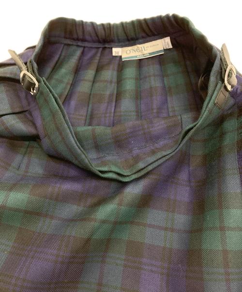 O'NEIL OF DUBLIN（オニールオブダブリン）O'NEIL OF DUBLIN (オニールオブダブリン) チェックラップスカート グリーン サイズ:38の古着・服飾アイテム
