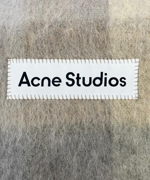 Acne studios（アクネ ストゥディオズ）Acne studios (アクネ ストゥディオズ) モヘアチェックスカーフ ベージュ×ネイビー サイズ:250×28の古着・服飾アイテム