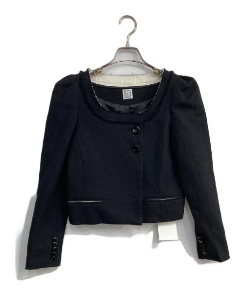 L'AUBE BLANC（ローブ ブラン）L'AUBE BLANC (ローブ ブラン) Gigot Sleeve Tweed Jacket ブラック サイズ:Free 未使用品の古着・服飾アイテム