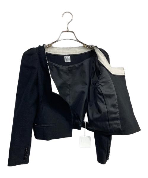 L'AUBE BLANC（ローブ ブラン）L'AUBE BLANC (ローブ ブラン) Gigot Sleeve Tweed Jacket ブラック サイズ:Free 未使用品の古着・服飾アイテム