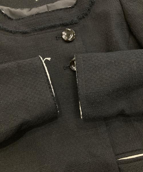 L'AUBE BLANC（ローブ ブラン）L'AUBE BLANC (ローブ ブラン) Gigot Sleeve Tweed Jacket ブラック サイズ:Free 未使用品の古着・服飾アイテム