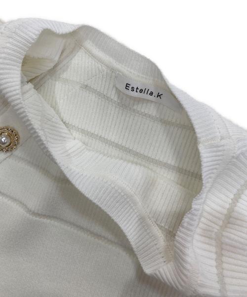Estella.K（エステラケー）Estella.K (エステラケー) ビジューボタンリブニット ホワイト サイズ:Freeの古着・服飾アイテム