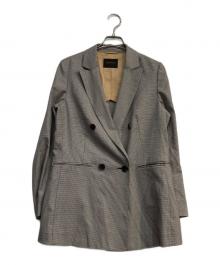 TOMORROW LAND（トゥモローランド）の古着「シルキーシェファード ダブルブレストジャケット　13-07-21-07753」｜ブラウン