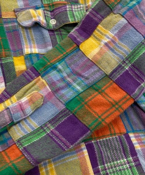 RALPH LAUREN（ラルフローレン）RALPH LAUREN (ラルフローレン) パッチワークチェックフランネルシャツ マルチカラー サイズ:Lの古着・服飾アイテム