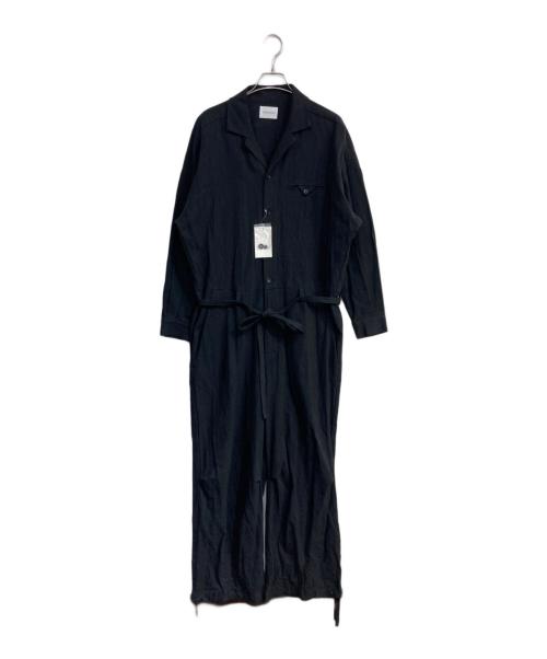 CAMPHOR WOOD（カンファーウッド）camphor wood (カンファーウッド) open collar cotton linen belted l/s jump suit ブラック サイズ:M 未使用品の古着・服飾アイテム