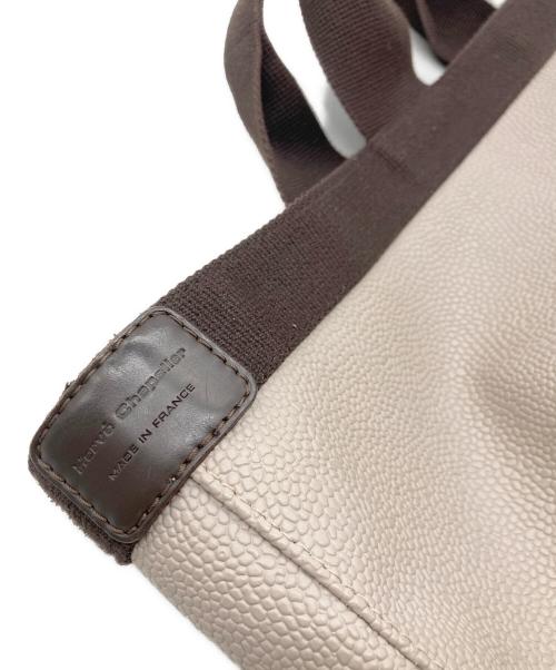 Herve Chapelier（エルベシャプリエ）Herve Chapelier (エルベシャプリエ) コーテッドキャンバススクエアトートL (A4サイズ) マスティック×モカの古着・服飾アイテム