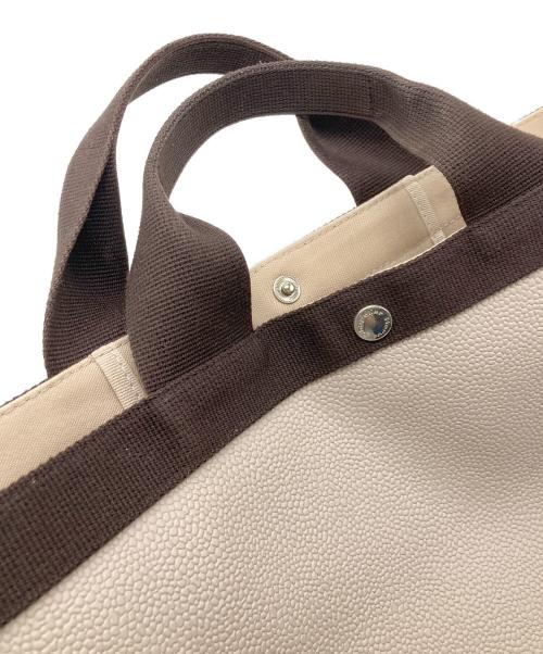 Herve Chapelier（エルベシャプリエ）Herve Chapelier (エルベシャプリエ) コーテッドキャンバススクエアトートL (A4サイズ) マスティック×モカの古着・服飾アイテム