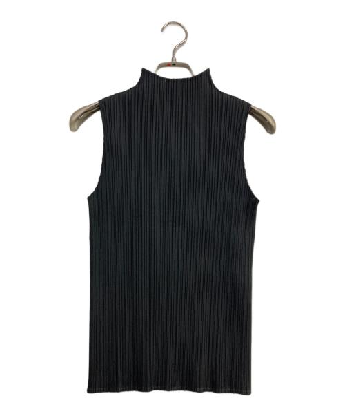 PLEATS PLEASE（プリーツプリーズ）PLEATS PLEASE (プリーツプリーズ) ハイネックプリーツノースリーブカットソー ブラック サイズ:3の古着・服飾アイテム
