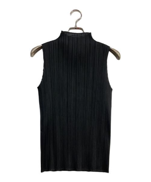 PLEATS PLEASE（プリーツプリーズ）PLEATS PLEASE (プリーツプリーズ) ハイネックプリーツノースリーブカットソー ブラック サイズ:3の古着・服飾アイテム