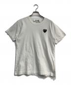 PLAY COMME des GARCONSプレイコムデギャルソン）の古着「ラインストーンハートワッペンTシャツ」｜ホワイト