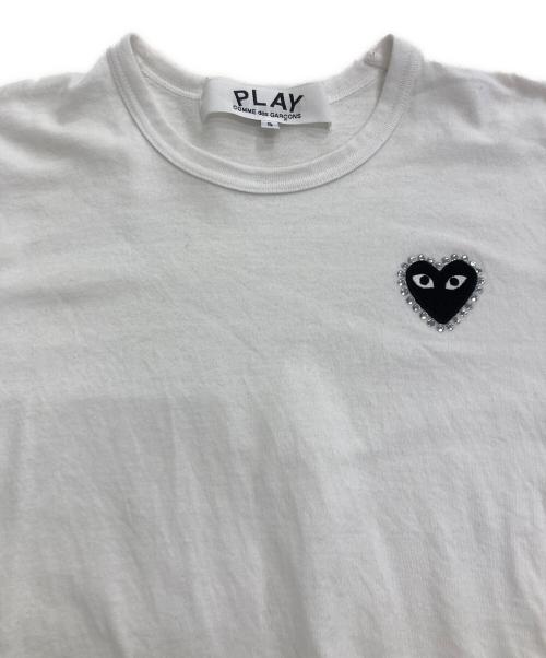 PLAY COMME des GARCONS（プレイコムデギャルソン）PLAY COMME des GARCONS (プレイコムデギャルソン) ラインストーンハートワッペンTシャツ ホワイト サイズ:Sの古着・服飾アイテム