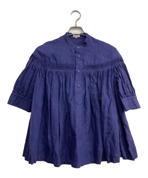 SCYE（サイ）SCYE (サイ) リネンピンタックブラウス ネイビー サイズ:38の古着・服飾アイテム