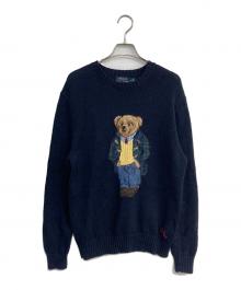 POLO RALPH LAUREN（ポロ・ラルフローレン）の古着「POLOベアクルーネックニット」｜ネイビー