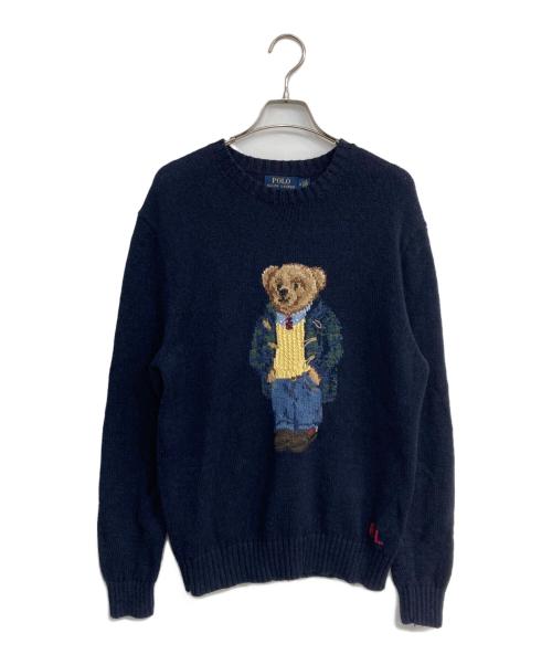 POLO RALPH LAUREN（ポロ・ラルフローレン）POLO RALPH LAUREN (ポロ・ラルフローレン) POLOベアクルーネックニット ネイビー サイズ:Mの古着・服飾アイテム