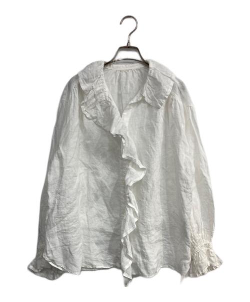 journal standard luxe（ジャーナルスタンダード ラックス）JOURNAL STANDARD LUXE (ジャーナルスタンダード ラックス) フレンチリネン フリルパフブラウス ホワイト サイズ:Free 未使用品の古着・服飾アイテム