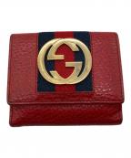 GUCCIグッチ）の古着「シェリーライン インターロッキングG Wホック財布」｜レッド