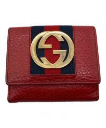 GUCCI（グッチ）の古着「シェリーライン インターロッキングG Wホック財布」｜レッド