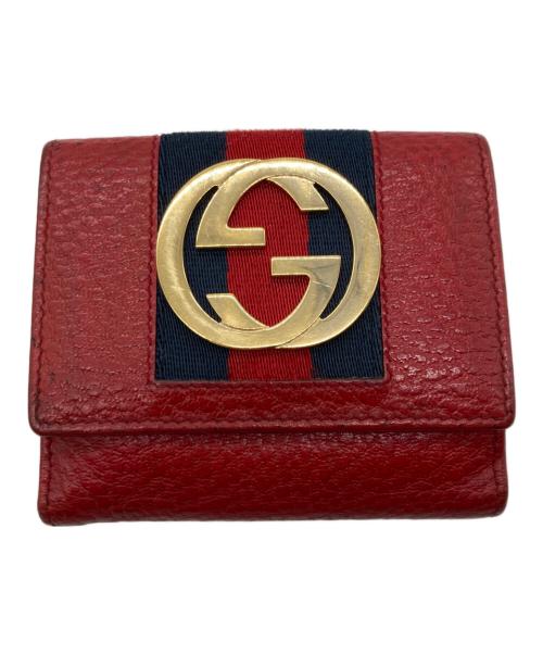 GUCCI（グッチ）GUCCI (グッチ) シェリーライン インターロッキングG Wホック財布 レッドの古着・服飾アイテム