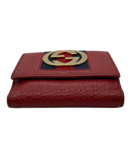 GUCCI（グッチ）GUCCI (グッチ) シェリーライン インターロッキングG Wホック財布 レッドの古着・服飾アイテム