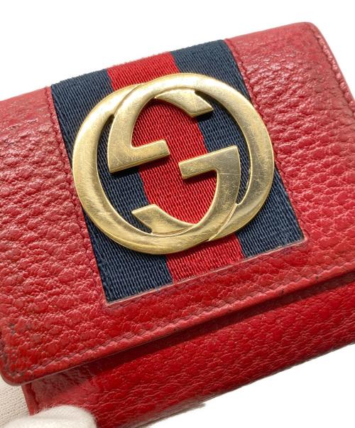 GUCCI（グッチ）GUCCI (グッチ) シェリーライン インターロッキングG Wホック財布 レッドの古着・服飾アイテム