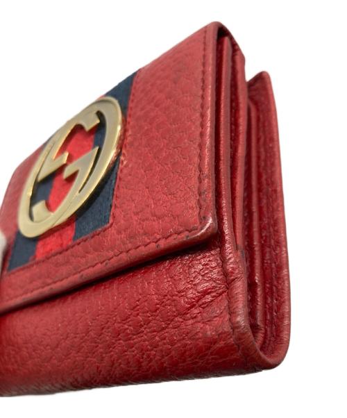 GUCCI（グッチ）GUCCI (グッチ) シェリーライン インターロッキングG Wホック財布 レッドの古着・服飾アイテム