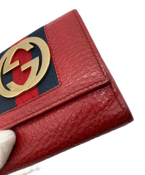 GUCCI（グッチ）GUCCI (グッチ) シェリーライン インターロッキングG Wホック財布 レッドの古着・服飾アイテム