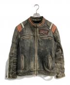 AVIREXアヴィレックス）の古着「ヴィンテージ加工シングルライダースジャケット」｜グレー