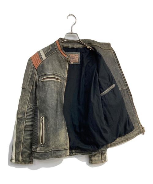 AVIREX（アヴィレックス）AVIREX (アヴィレックス) ヴィンテージ加工シングルライダースジャケット グレー サイズ:Lの古着・服飾アイテム