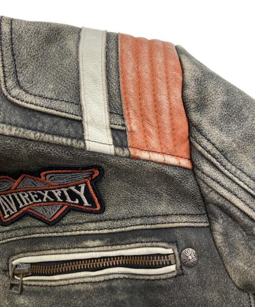 AVIREX（アヴィレックス）AVIREX (アヴィレックス) ヴィンテージ加工シングルライダースジャケット グレー サイズ:Lの古着・服飾アイテム
