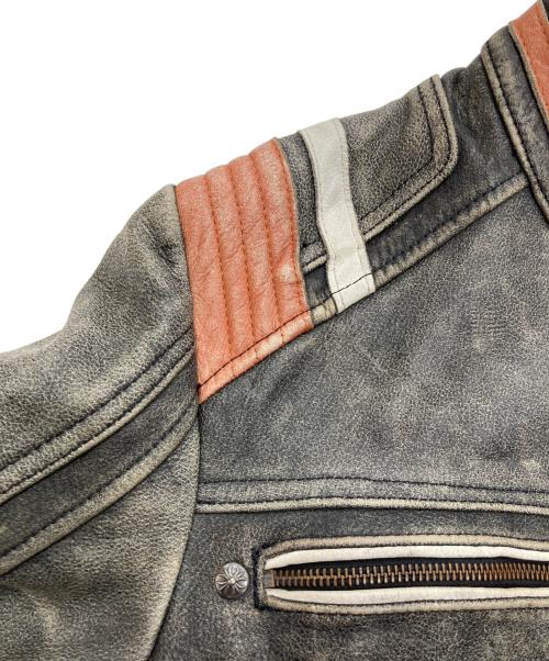 AVIREX（アヴィレックス）AVIREX (アヴィレックス) ヴィンテージ加工シングルライダースジャケット グレー サイズ:Lの古着・服飾アイテム