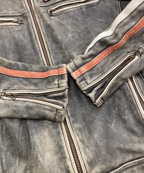 AVIREX（アヴィレックス）AVIREX (アヴィレックス) ヴィンテージ加工シングルライダースジャケット グレー サイズ:Lの古着・服飾アイテム