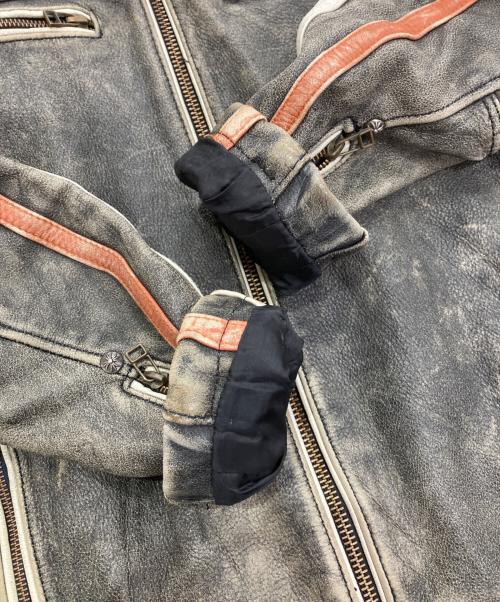 AVIREX（アヴィレックス）AVIREX (アヴィレックス) ヴィンテージ加工シングルライダースジャケット グレー サイズ:Lの古着・服飾アイテム