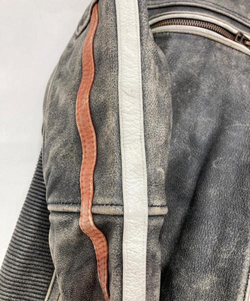 AVIREX（アヴィレックス）AVIREX (アヴィレックス) ヴィンテージ加工シングルライダースジャケット グレー サイズ:Lの古着・服飾アイテム