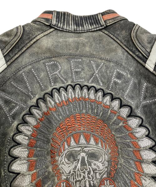 AVIREX（アヴィレックス）AVIREX (アヴィレックス) ヴィンテージ加工シングルライダースジャケット グレー サイズ:Lの古着・服飾アイテム