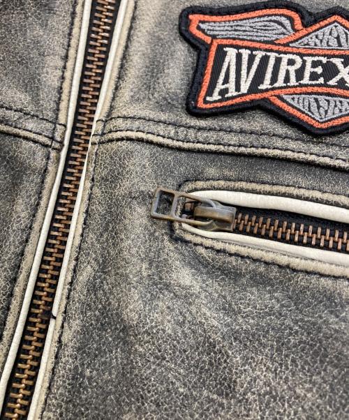 AVIREX（アヴィレックス）AVIREX (アヴィレックス) ヴィンテージ加工シングルライダースジャケット グレー サイズ:Lの古着・服飾アイテム