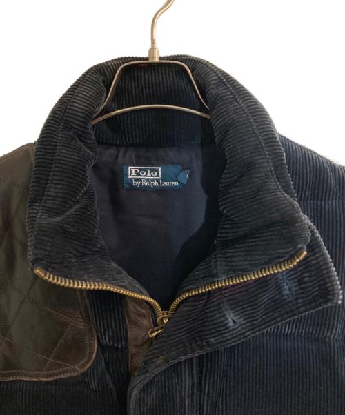 POLO RALPH LAUREN（ポロ・ラルフローレン）POLO RALPH LAUREN (ポロ・ラルフローレン) コーデュロイレザーダウンベスト ネイビー サイズ:Ⅼの古着・服飾アイテム