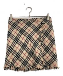 BURBERRY BLUE LABEL（バーバリー ブルー レーベル）の古着「チェックミニスカート」｜ベージュ×レッド